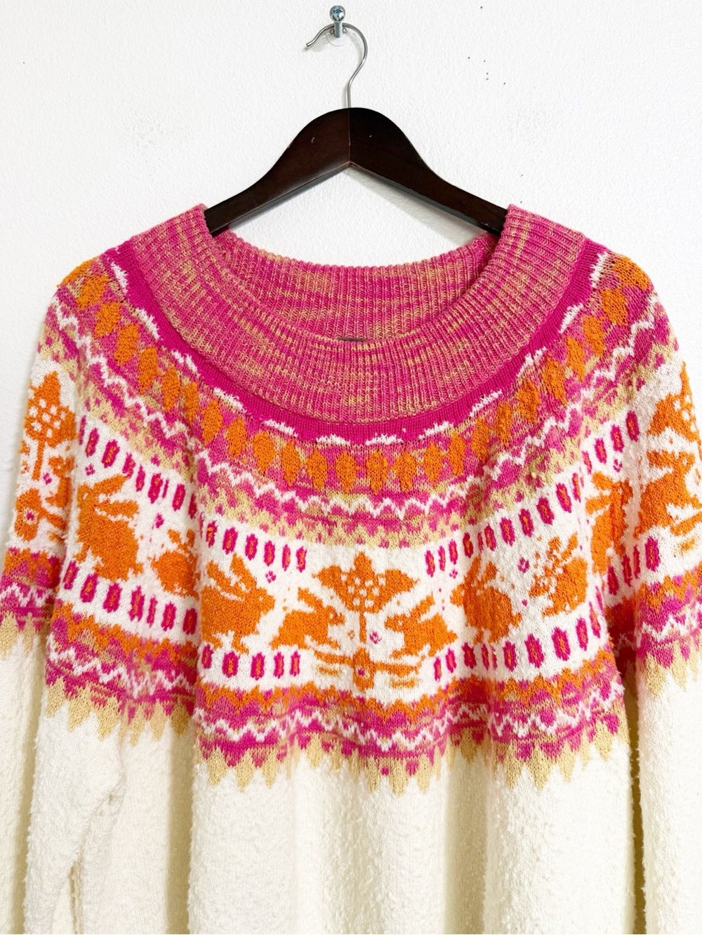 Free People Nellie Fairisle Bunny Slub Knit Oversized Sweater - Picture 5 of 14